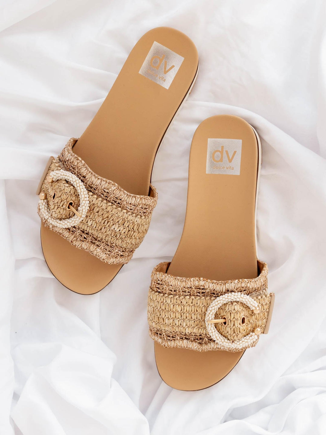 raffia slide with beaded buckle