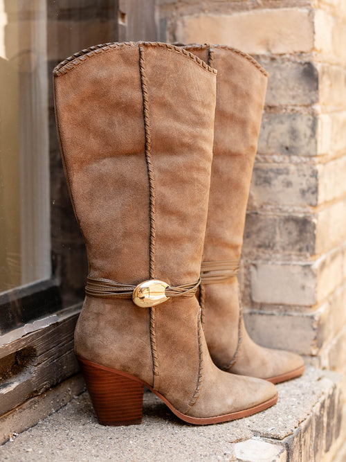 tall western gold charm boot