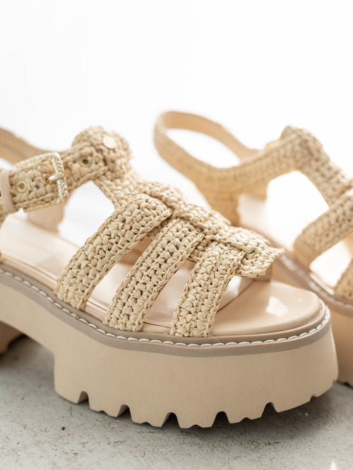 raffia platform sandal