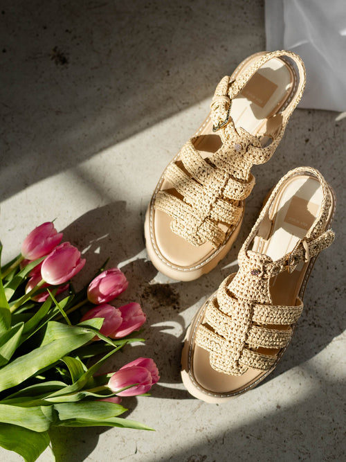 raffia platform sandal