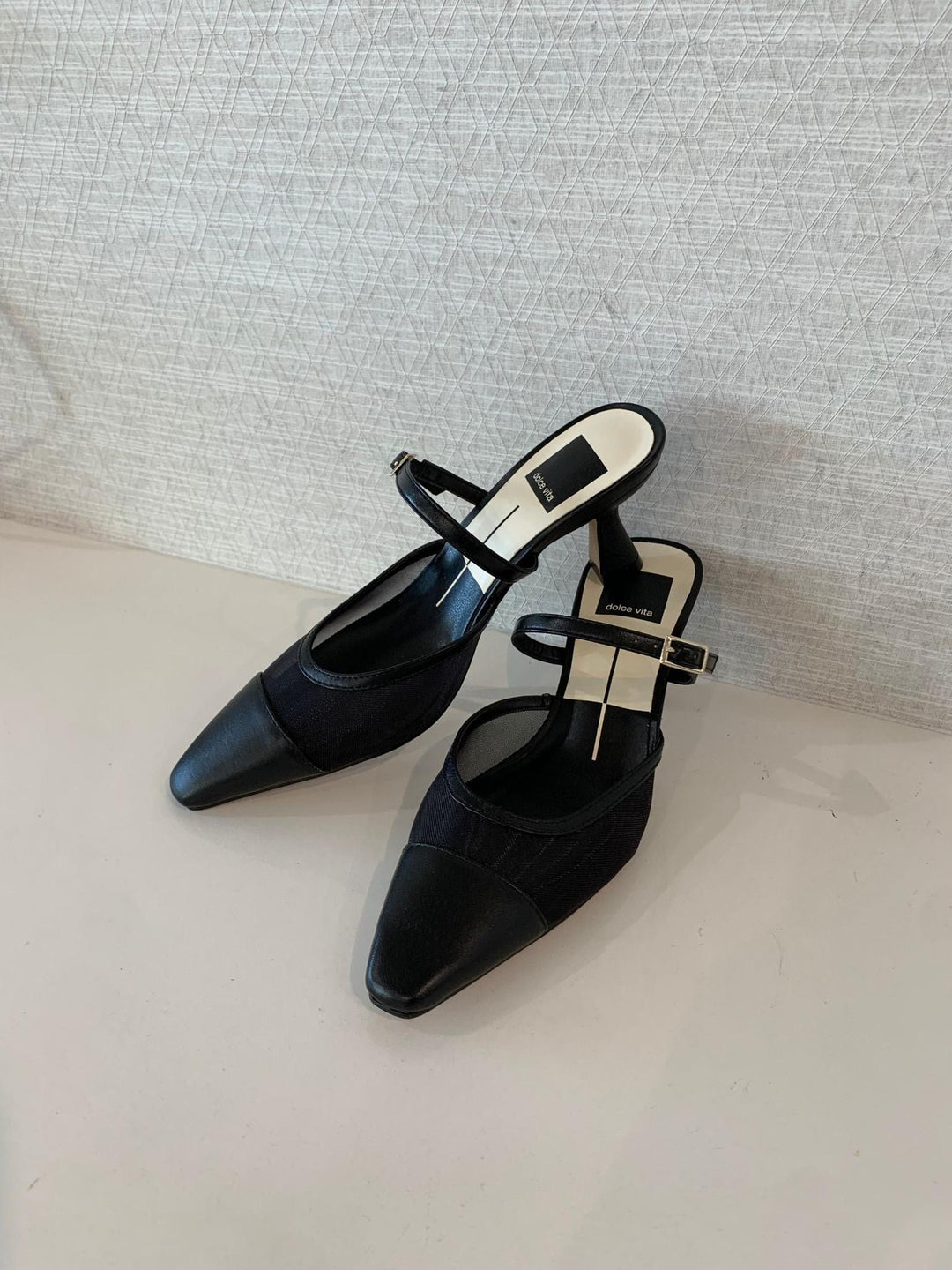 black mesh heel