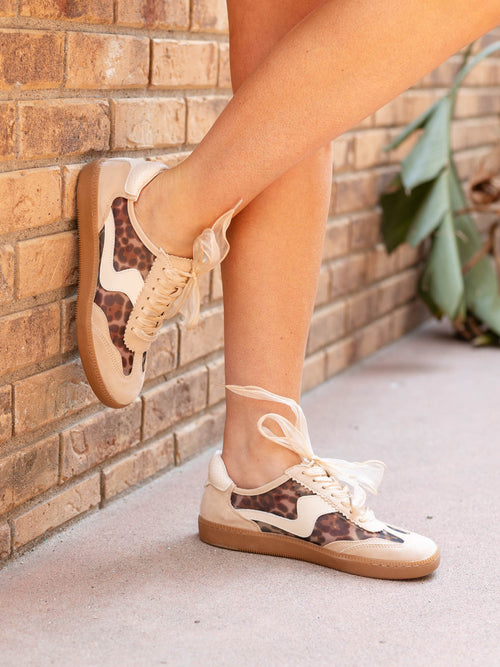 mesh inset leopard sneakers