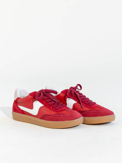 red low profile sneakers