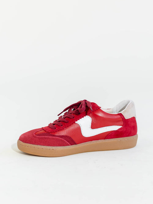 red low profile sneakers