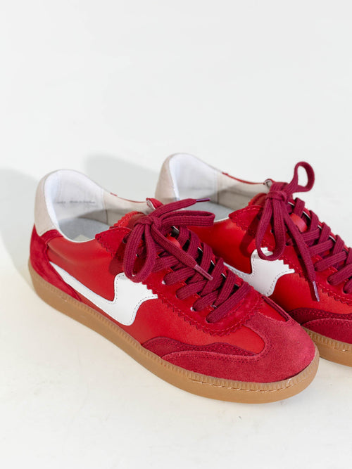 red low profile sneakers
