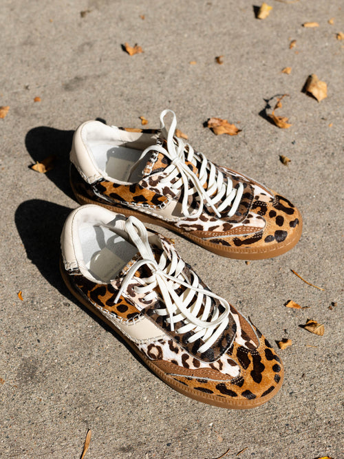 leopard print stitched sneakers