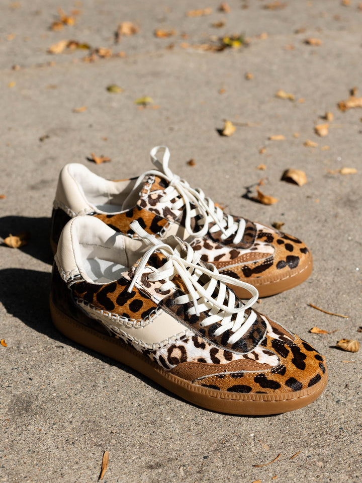 leopard print stitched sneakers