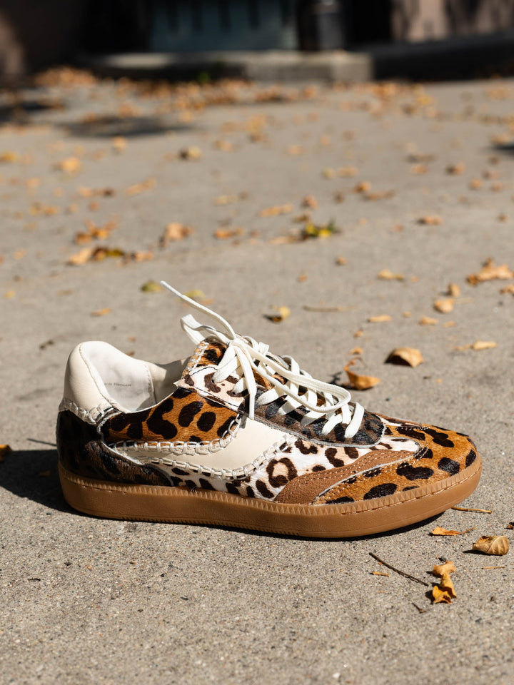 leopard print stitched sneakers