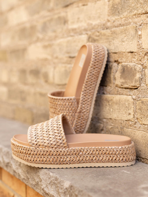 raffia platform sandal