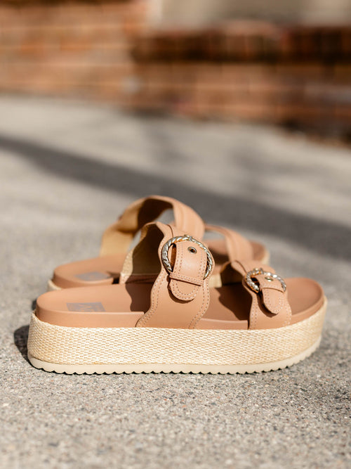 brown raffia platform sandal