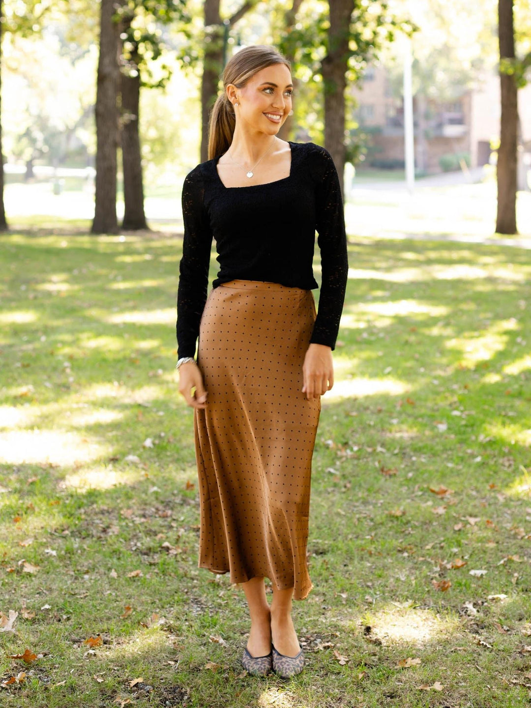 satin polka dot skirt