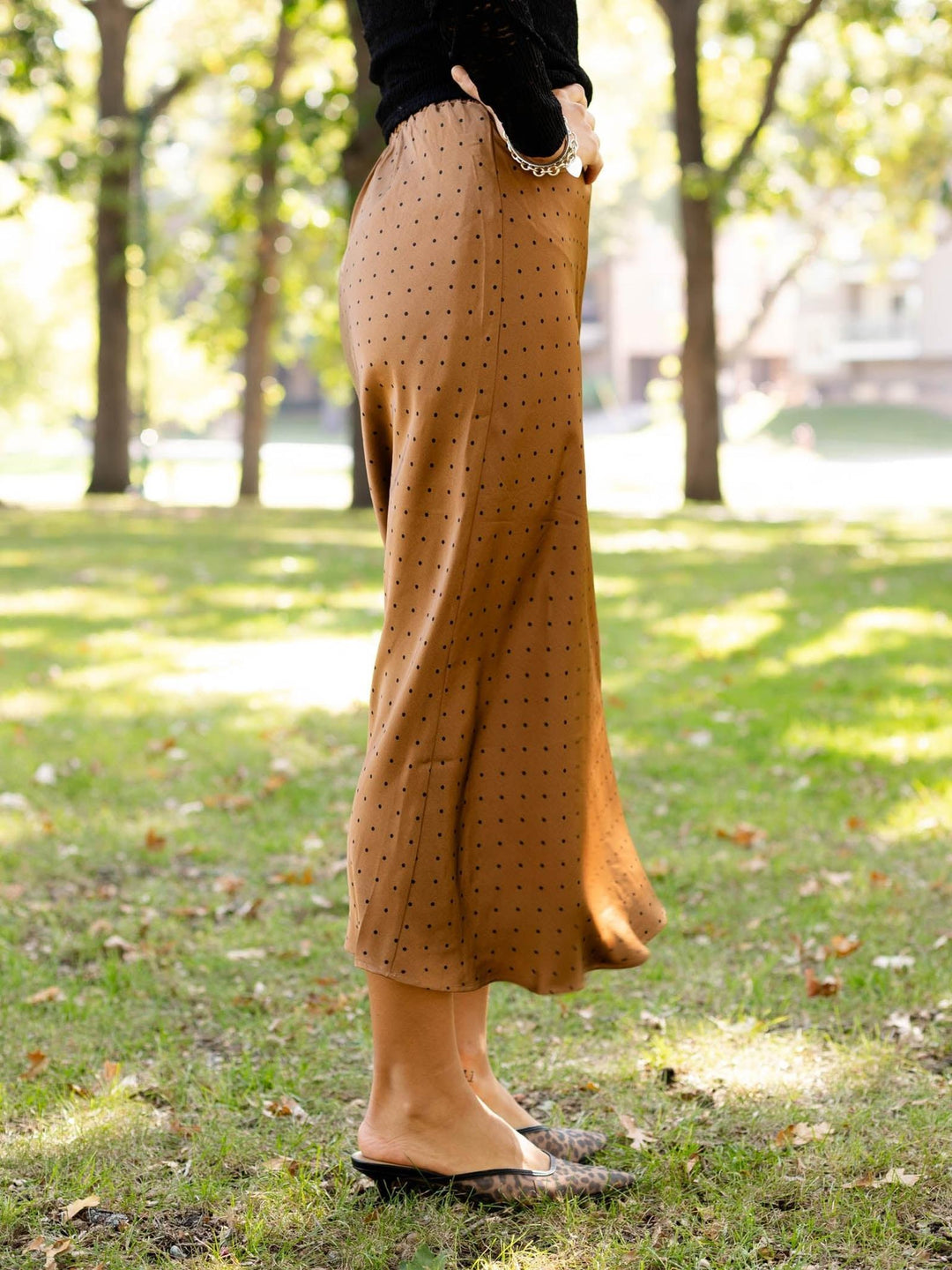 satin polka dot skirt