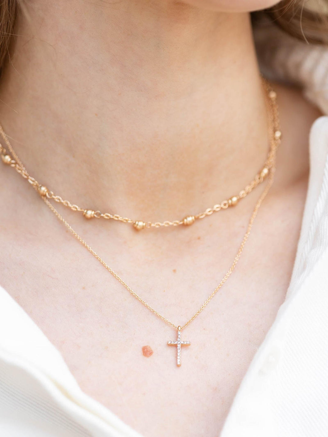 double layer cross necklace