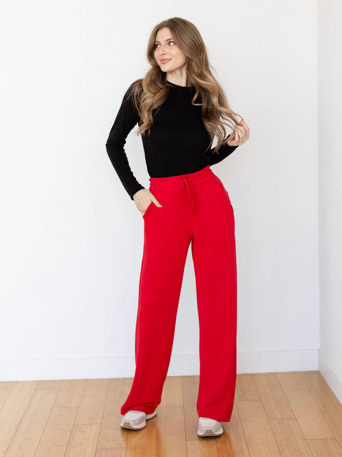 red wide leg soft pant
