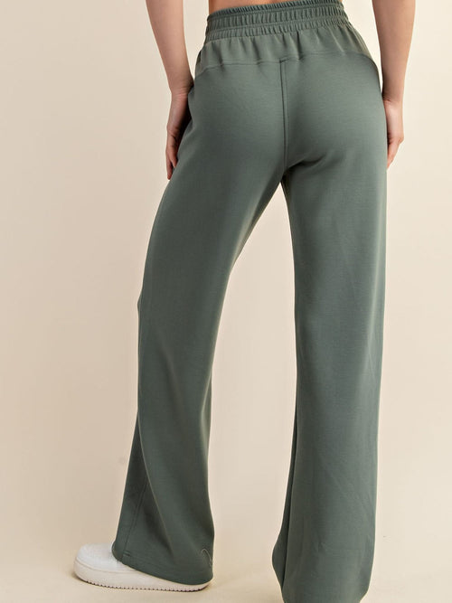 sage green wide leg straight pant