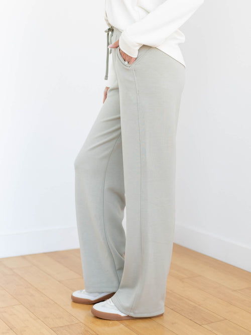 green wide leg soft pant