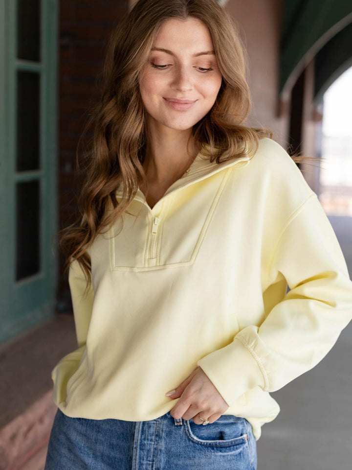 DoubleLUXE Quarter Zip Mock Neck Pullover