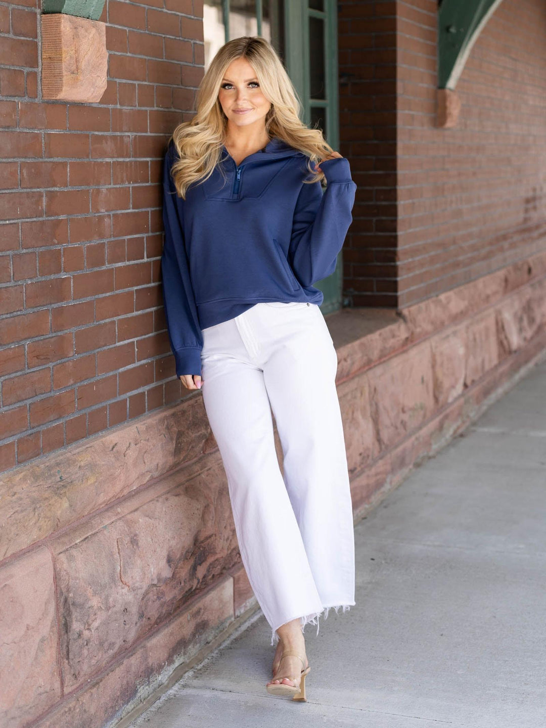 DoubleLUXE Quarter Zip Mock Neck Pullover