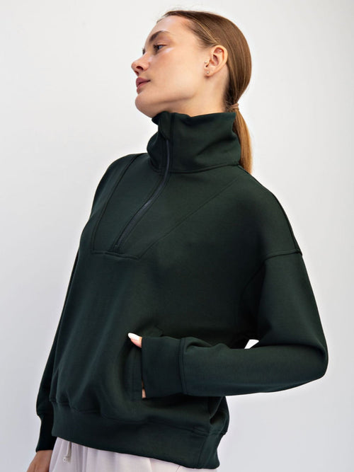 dark green half zip sweatshirt