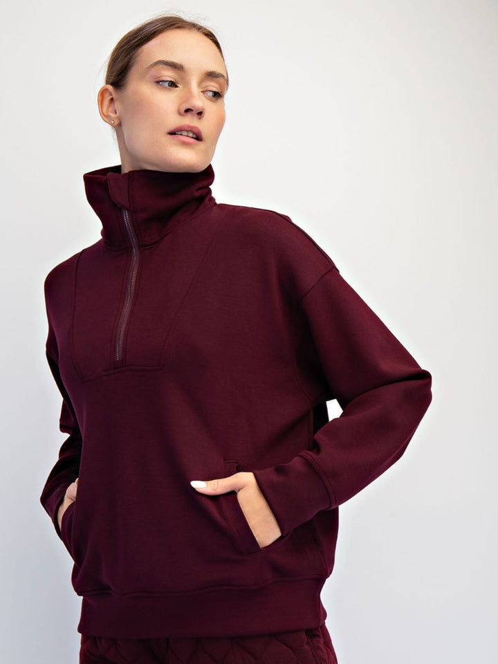 dark wine colored sweatshirt