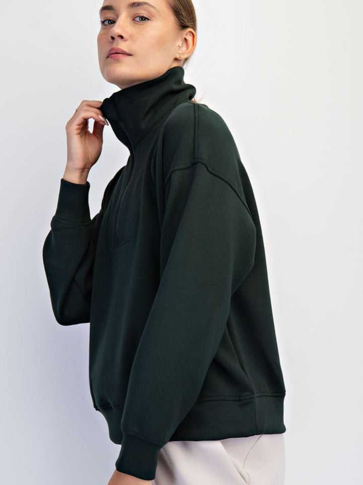 dark green half zip sweatshirt
