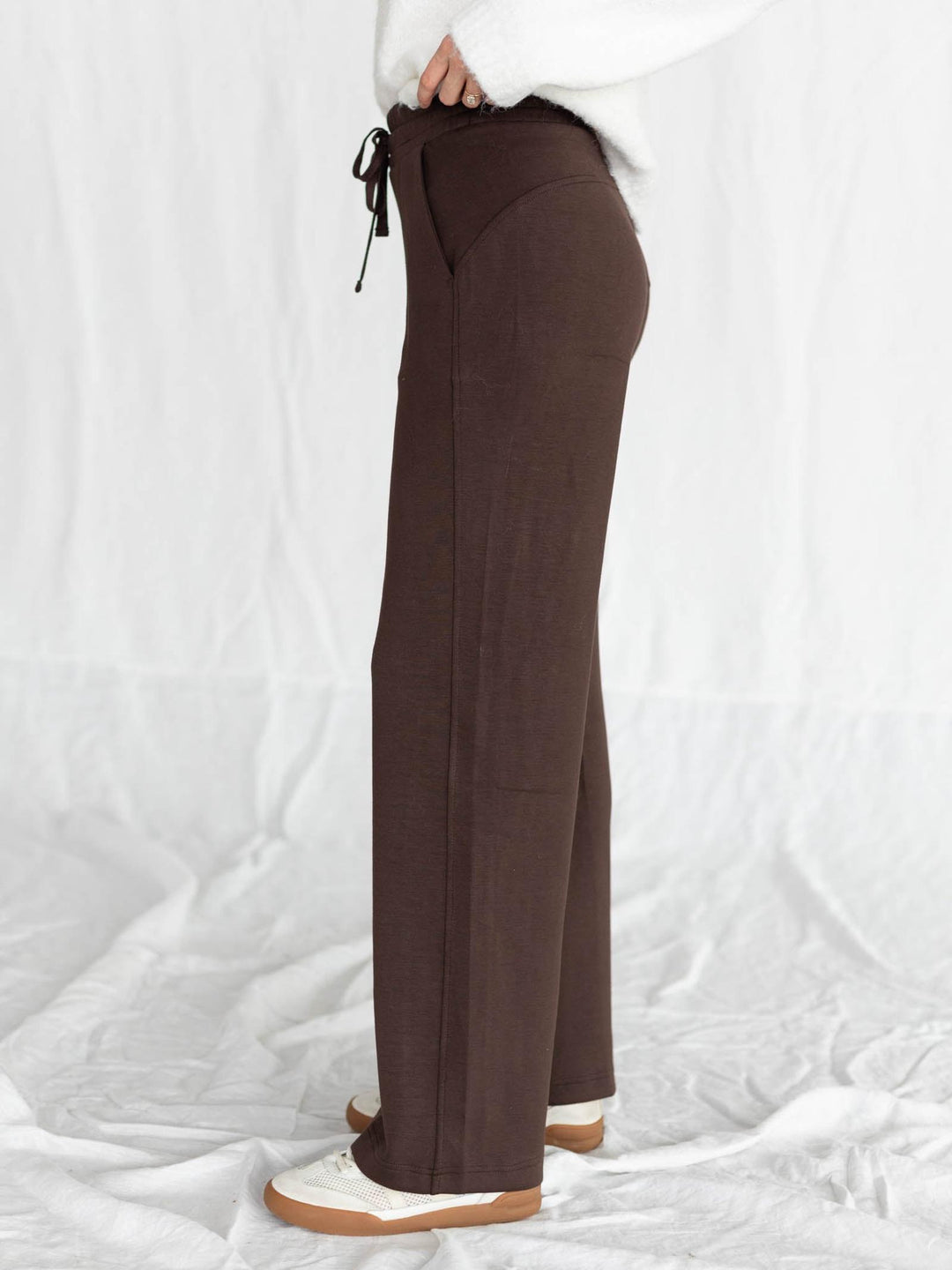 brown straight leg athleisure pants