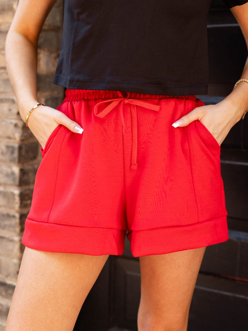 bright red soft shorts