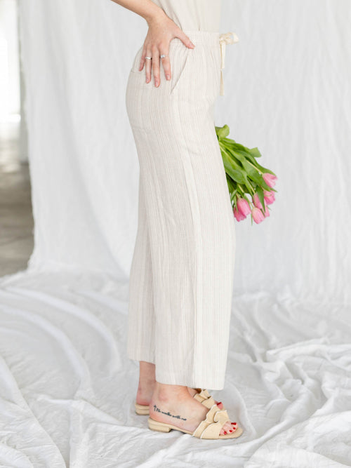neutral stripe wide leg pant