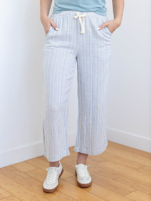 blue striped pants