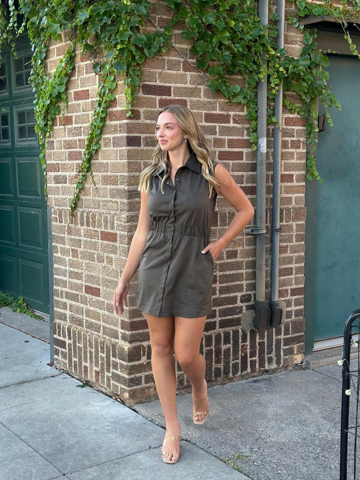 Elan Elastic Waist Sleeveless Mini Dress
