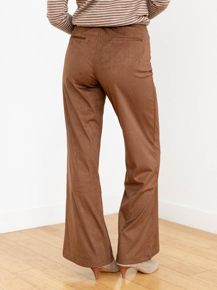 rich brown suede flared pant