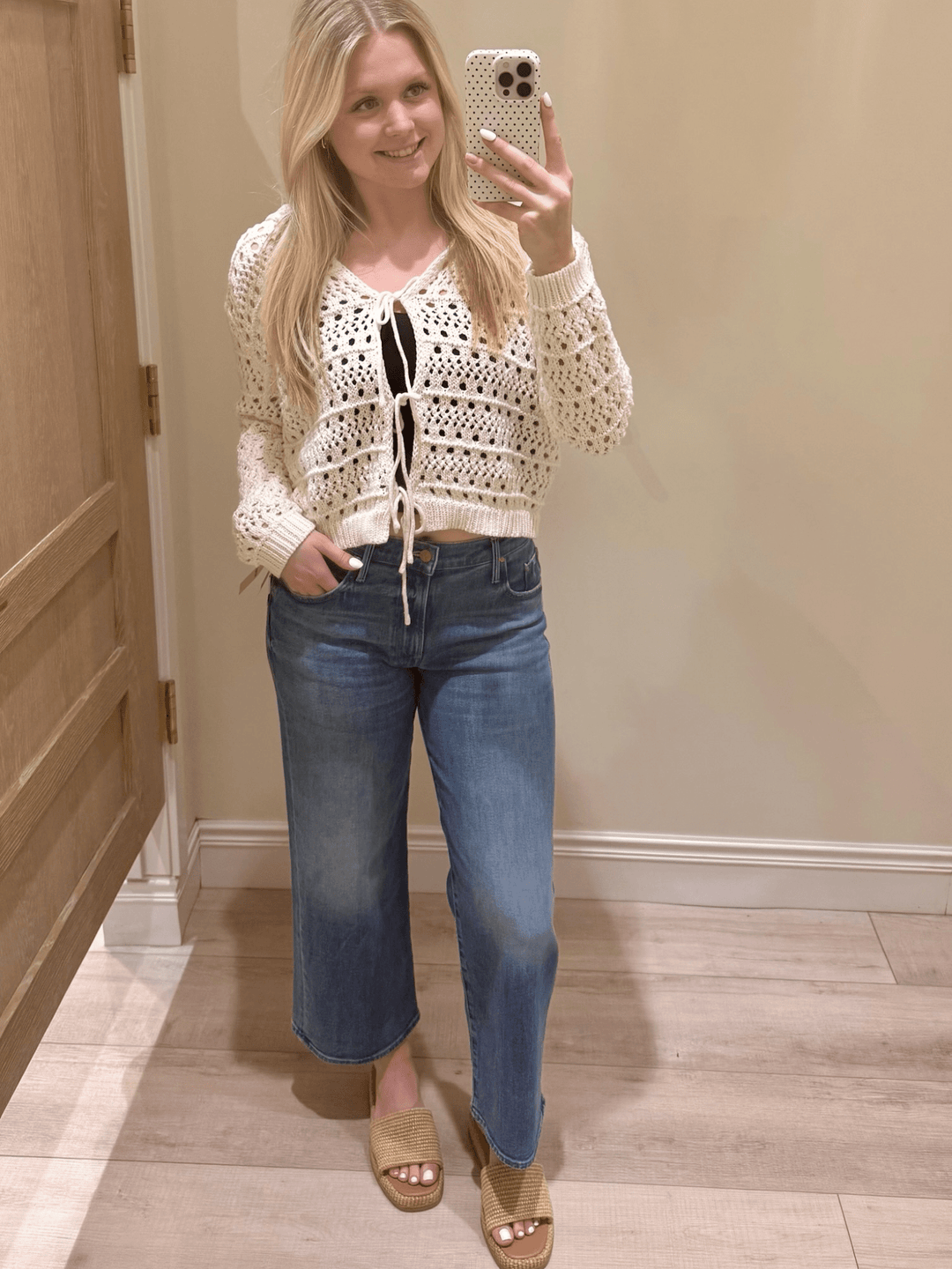 Elan Flyaway Open Knit Sweater Cardigan
