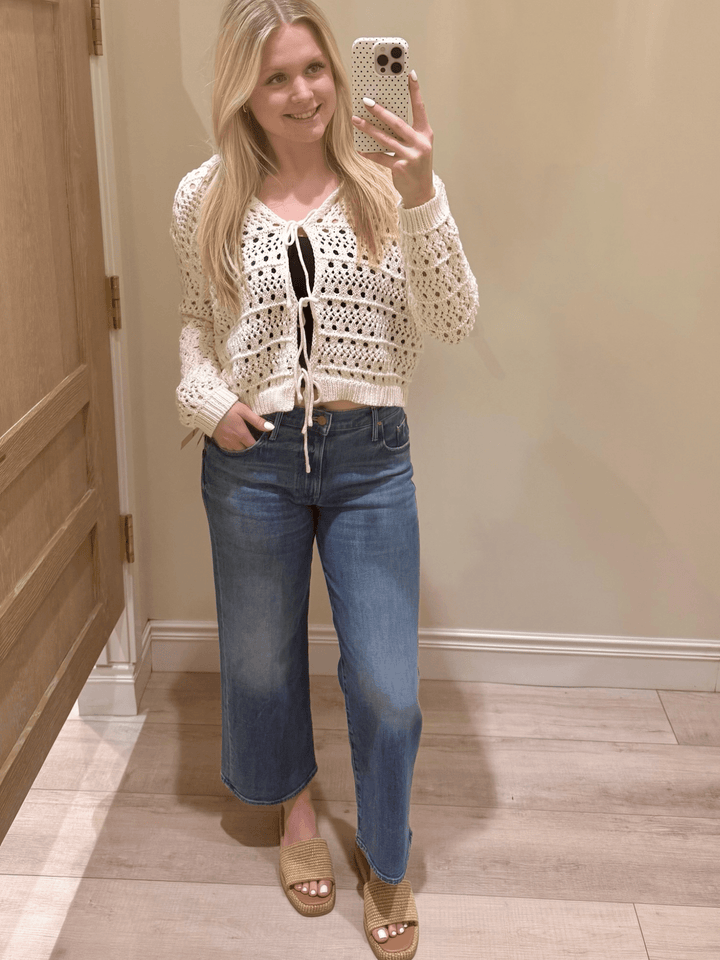 Elan Flyaway Open Knit Sweater Cardigan