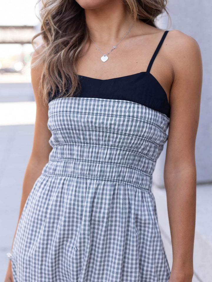 gingham printed maxi dress