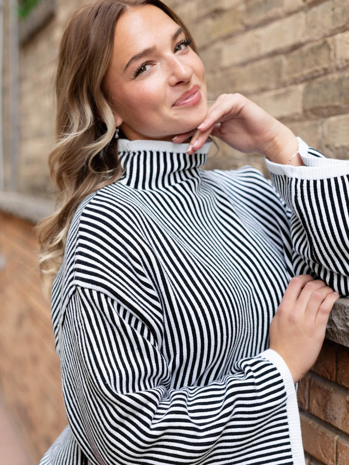 Elan Mock Neck Long Sleeve Ribbed Sweater