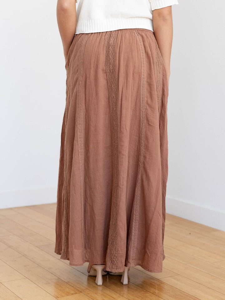 rust lace maxi skirt