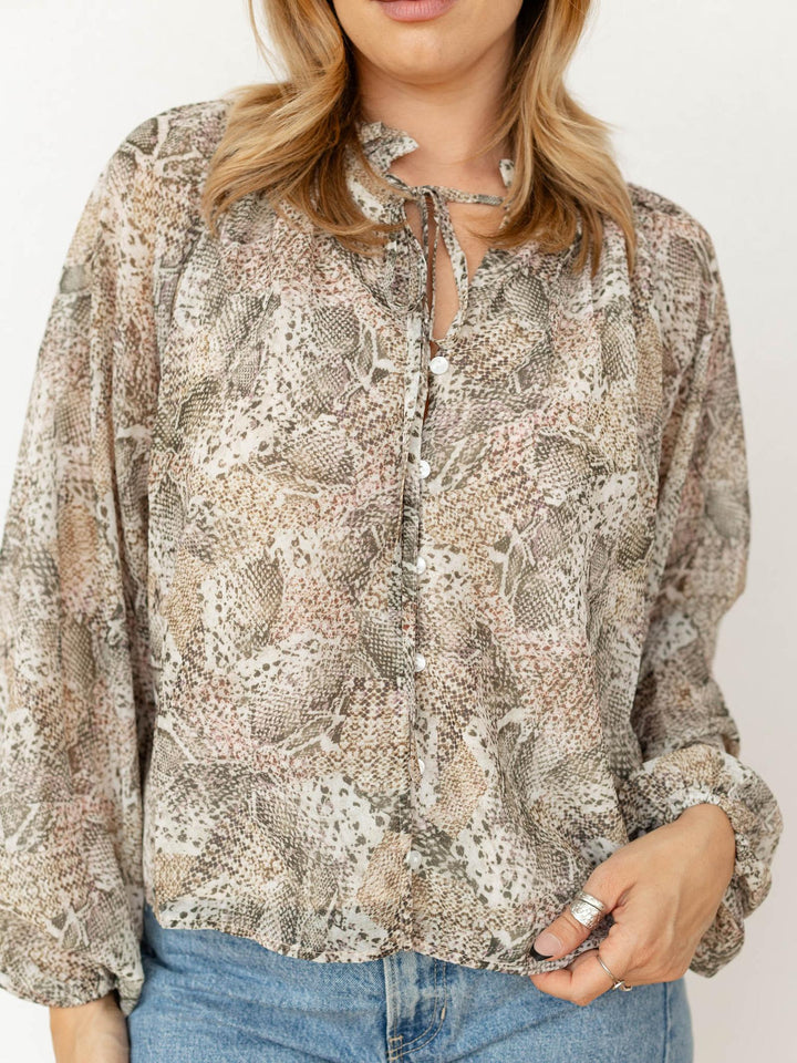 Elan Snake Printed Flowy Blouse