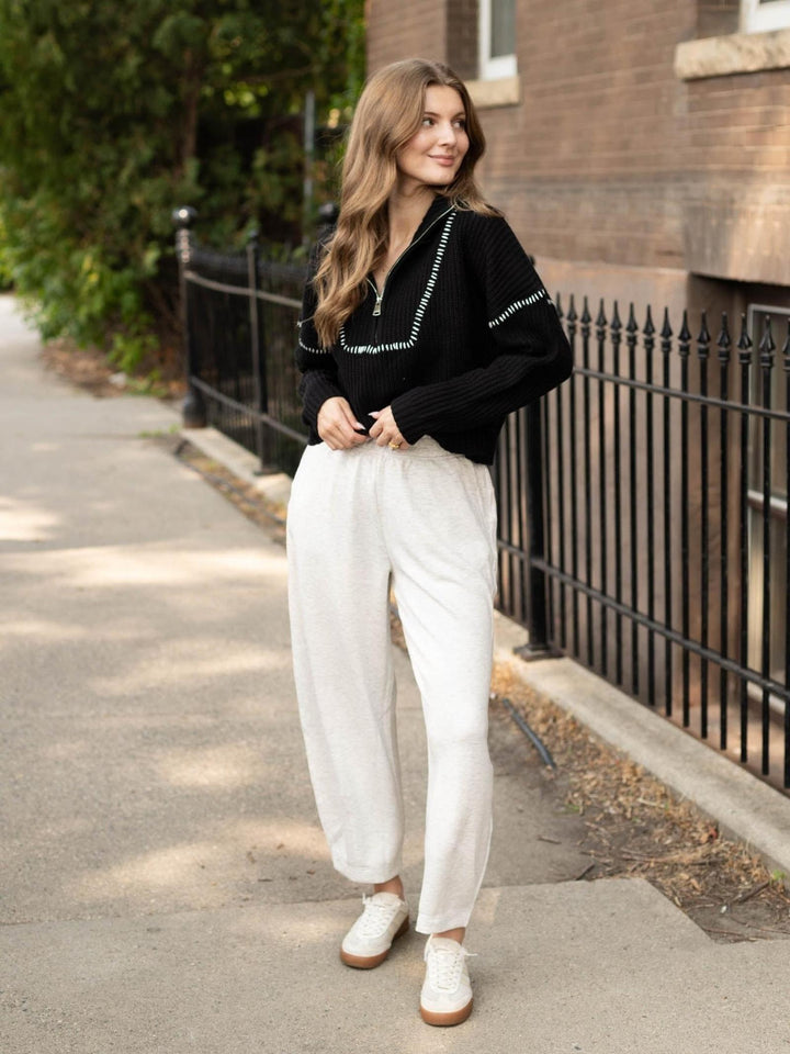 Elan Stitch Detail 1/4 Zip Sweater