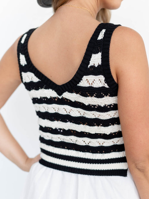 black and white stripe mixed knit dress