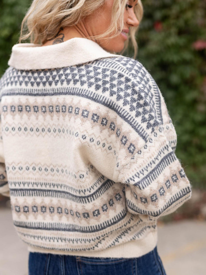 Elan V-Neck Stripe Autumn Sweater