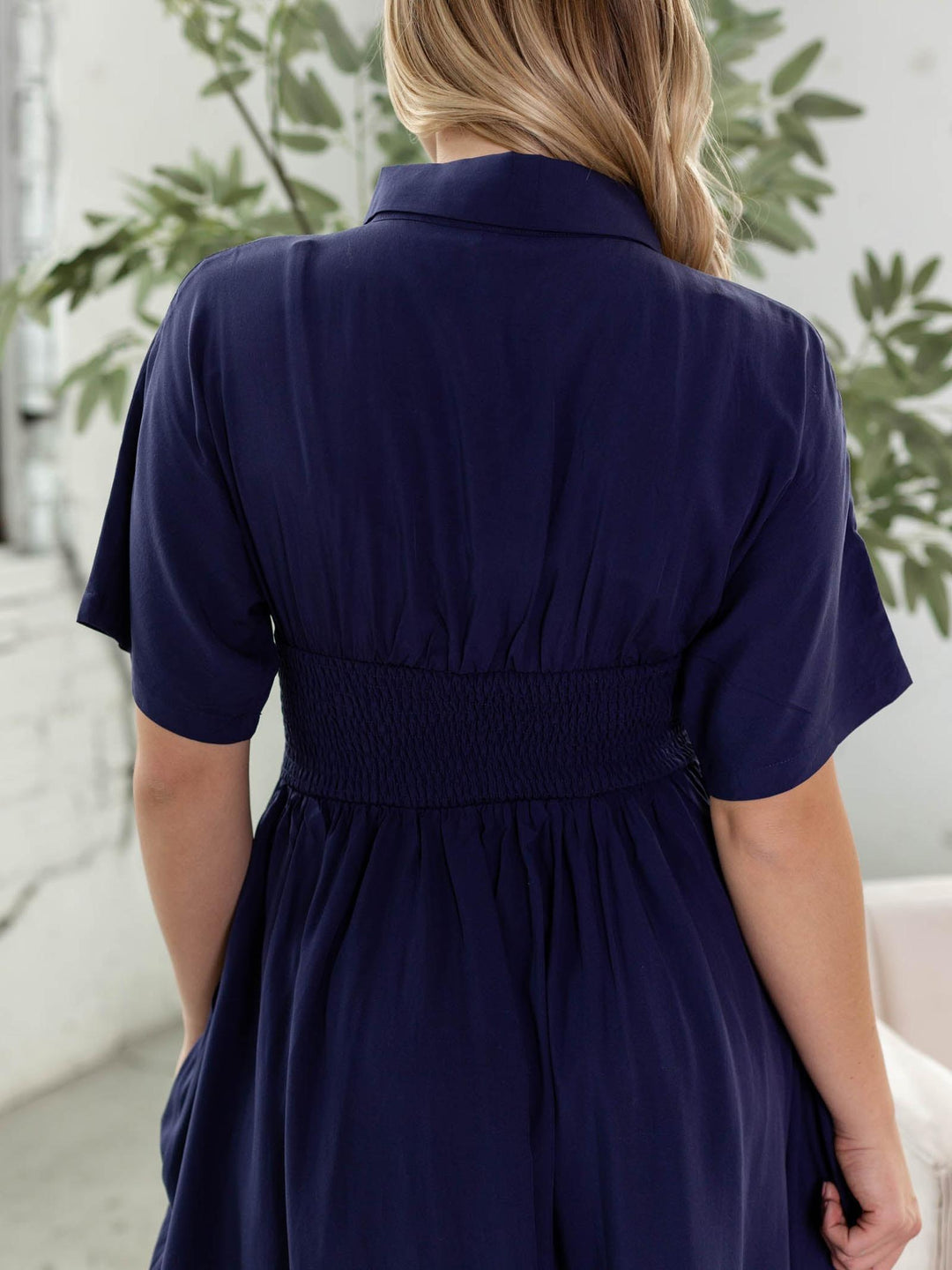 navy blue midi dress