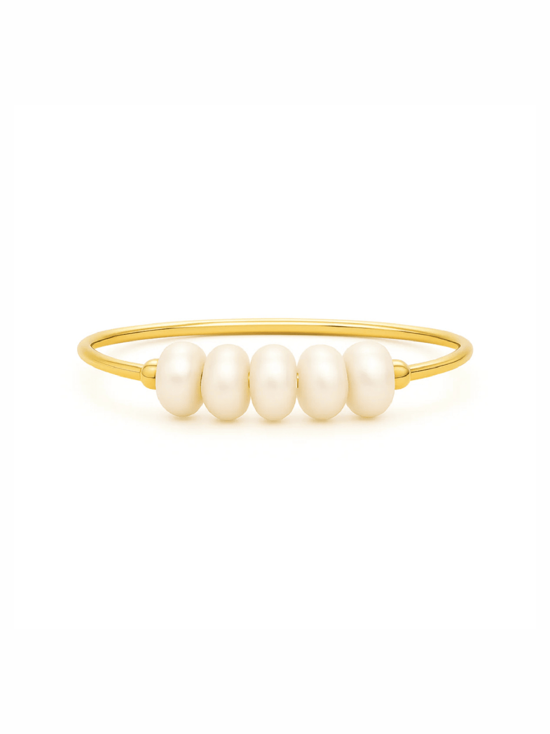 Gold bracelet with pearls on a white background