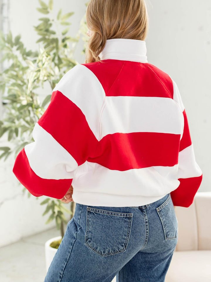 red striped collared pullover