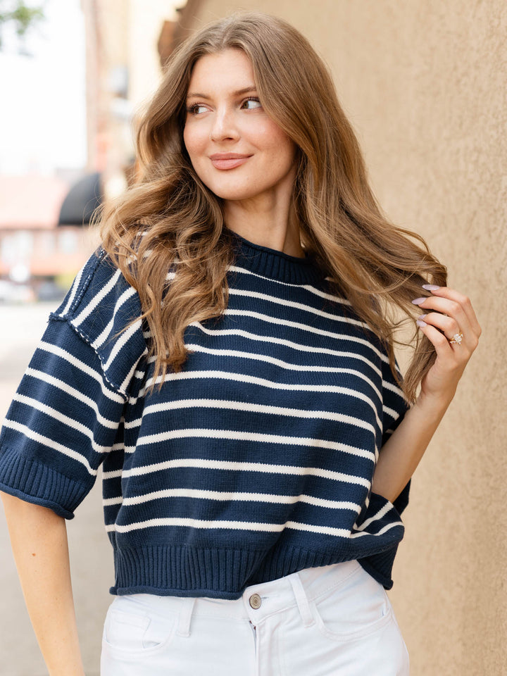 navy sweater
