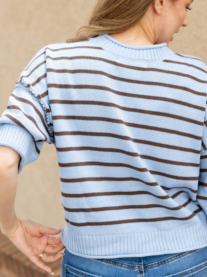 Exposed Seam Drop Shoulder Short Sleeve Pullover