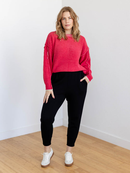 dark red chenille soft sweater