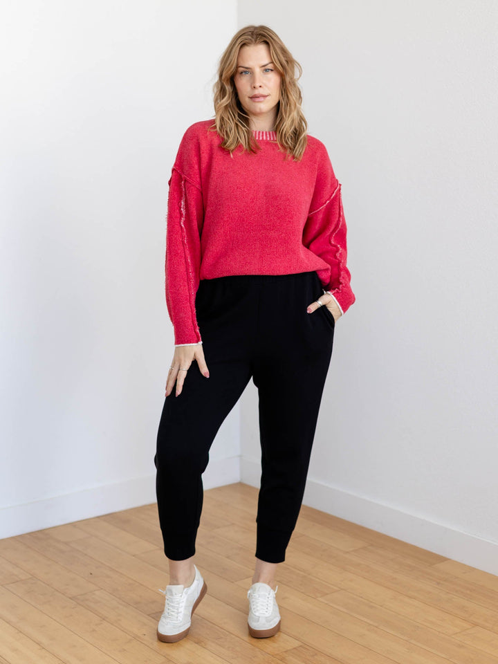 dark red chenille soft sweater