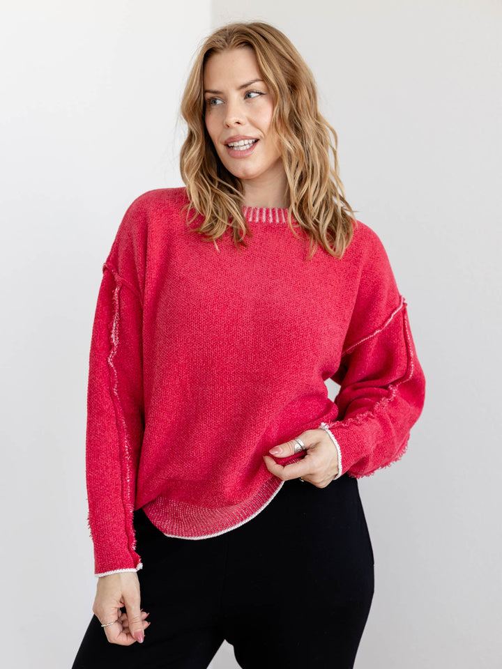 dark red chenille soft sweater