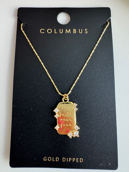 gold faith over fear necklace