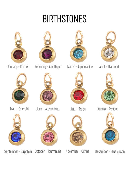 colorful birth stone charms
